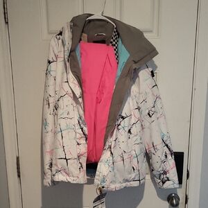 White and Pink Snowsuit And Jacket